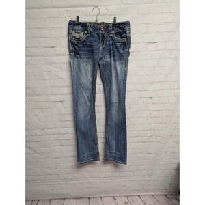 Women's Rock Revival Roselle Easy Boot 85 Crystal Stretch Denim Jeans  Sz 26 989